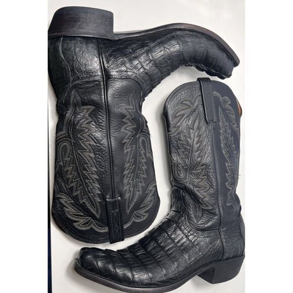 LUCCHESE BOOT COMPANY MENS SIZE 9-D CAiMAN BLACK GORGEOUS! - Picture 8 of 15